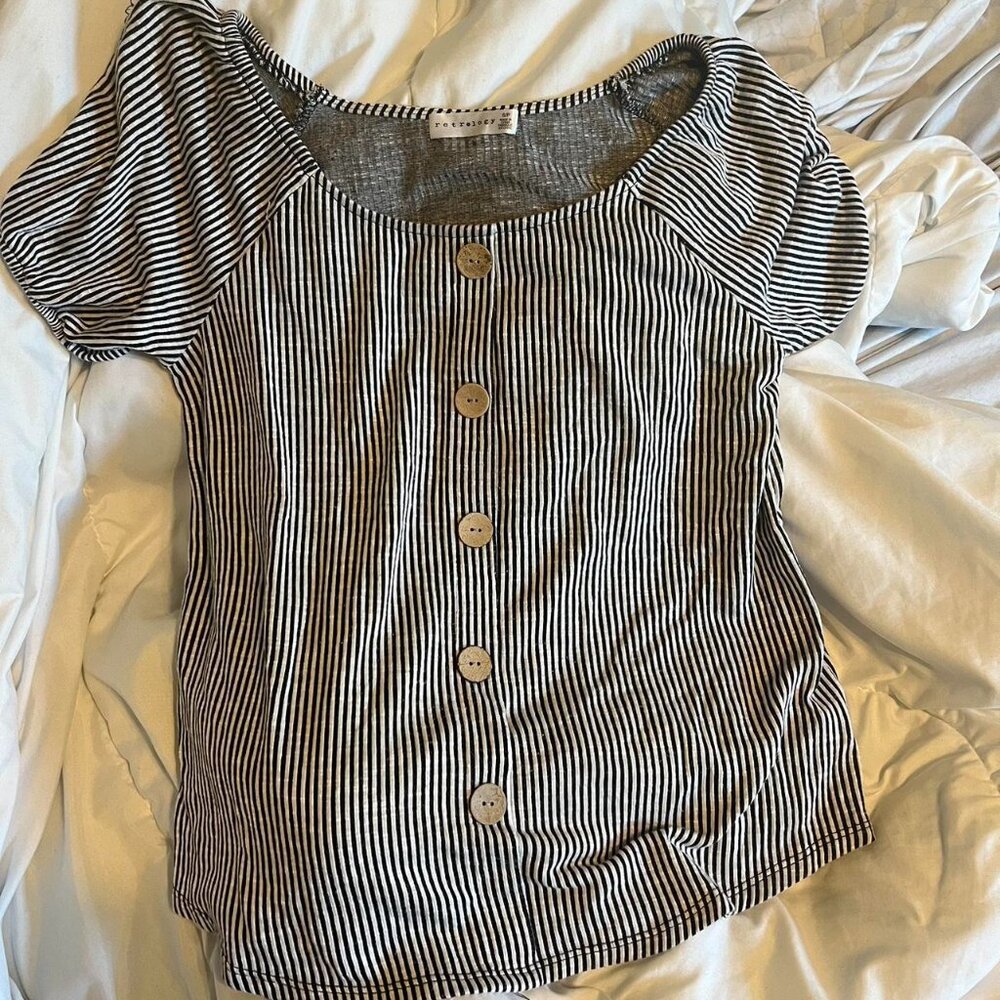 Retrology button up striped blouse